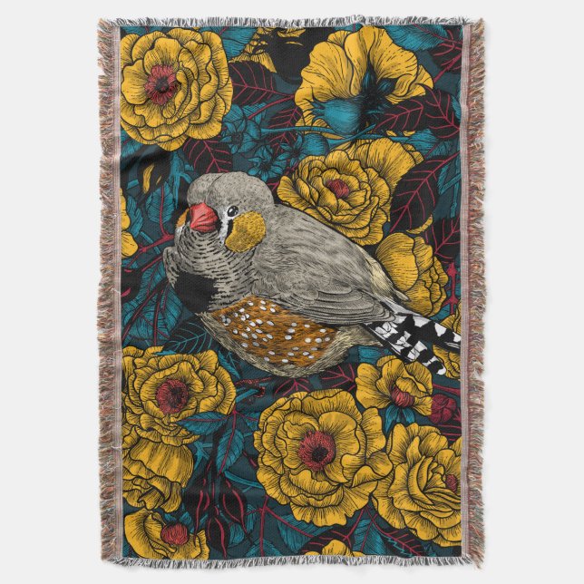 Zebrafinch und Rose Decke (Vorderseite Vertikal)