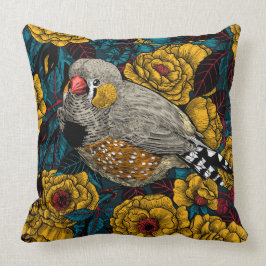 Zebrafinch und Rose Kissen