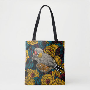 Zebrafinch und Rose Tasche