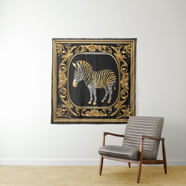 Zebragoldrahmen und schwarzer Zierrahmen Wandteppich (Beispiel)