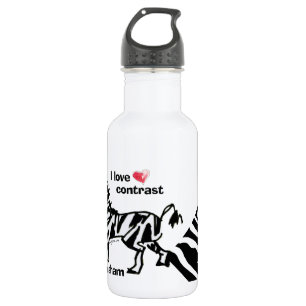 Zebraham-I-Liebe-Kontrast Edelstahlflasche