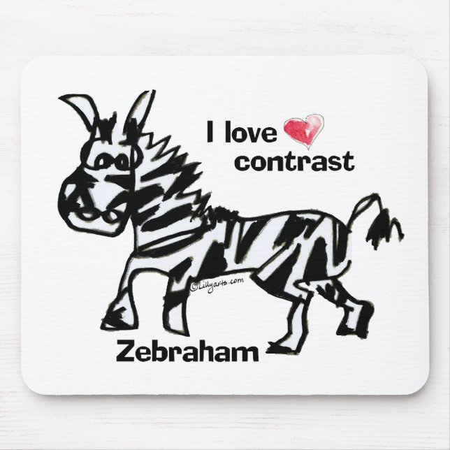 Zebraham-I-Liebe-Kontrast Mousepad (Vorne)