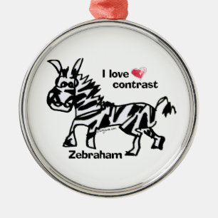 Zebraham-I-Liebe-Kontrast Silbernes Ornament