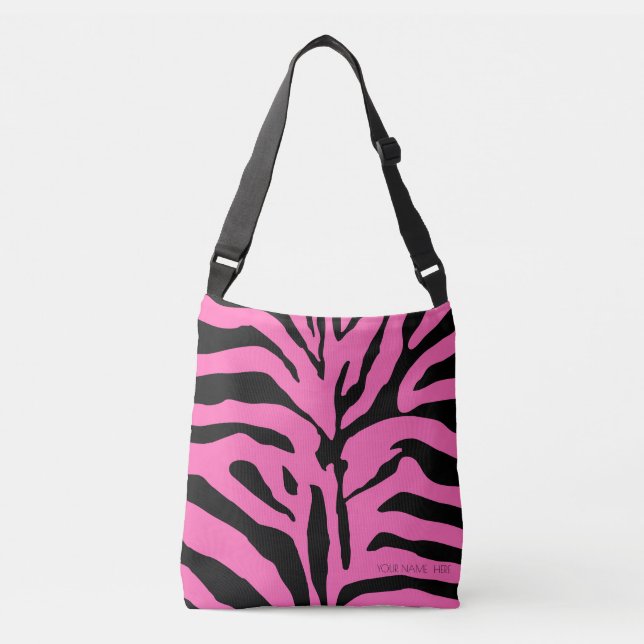 Zebrahautvektor heißes Rosa des individuellen Tragetaschen Mit Langen Trägern (Vorderseite)