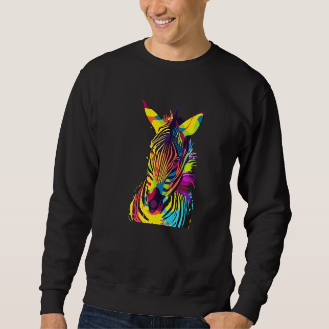 Zebrakopf Farbige Pop-Art Sweatshirt (Vorderseite)