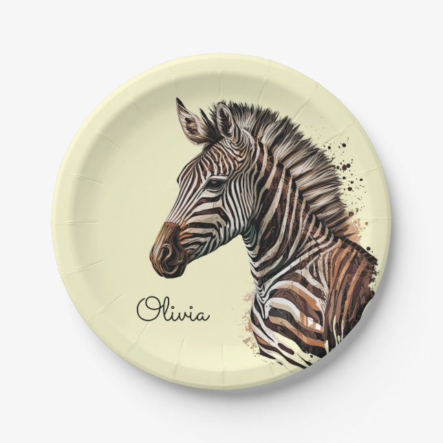 Zebrakopfdekoration Pappteller (Vorderseite)