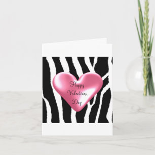 Zebramuster mit Valentinsherz Feiertagskarte