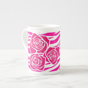 Zebramuster + rosa Rosen Espresso/ Jumbo Tasse