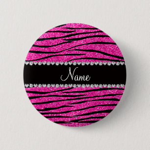 Zebraneondiamanten Glitter des heißen Rosas des Button