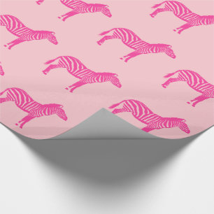 Zebras - Fuchsienrot und Hellrosa Geschenkpapier