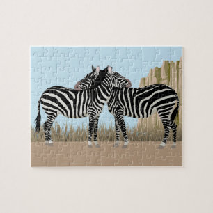 Zebras Grooming sur Serengeti Jigsaw Puzzle