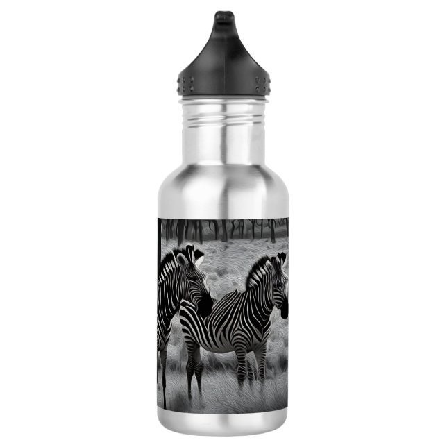 Zebras in Afrika Ölfarbe, Wasserflasche Edelstahlflasche (Rechts)
