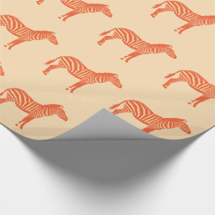 Zebras - Mandarin und hellorange Geschenkpapier