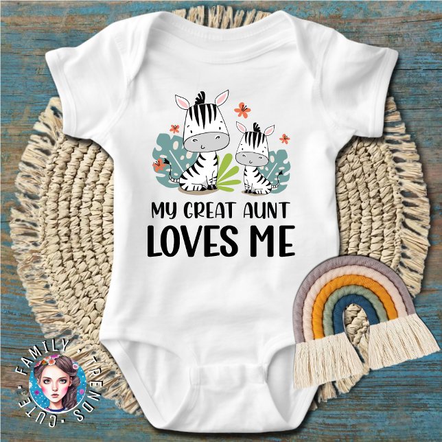 Zebras Meine große Tante Lieben Baby Strampler (Zebras My Great Aunt Loves Me Baby Bodysuit)