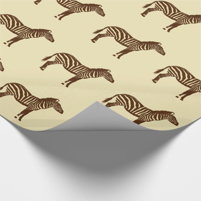 Zebras - Schokolade Brown und Camel Tan Geschenkpapier (Ecke)
