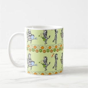 Zebras und Früchte Nahtloses Muster Kaffeetasse