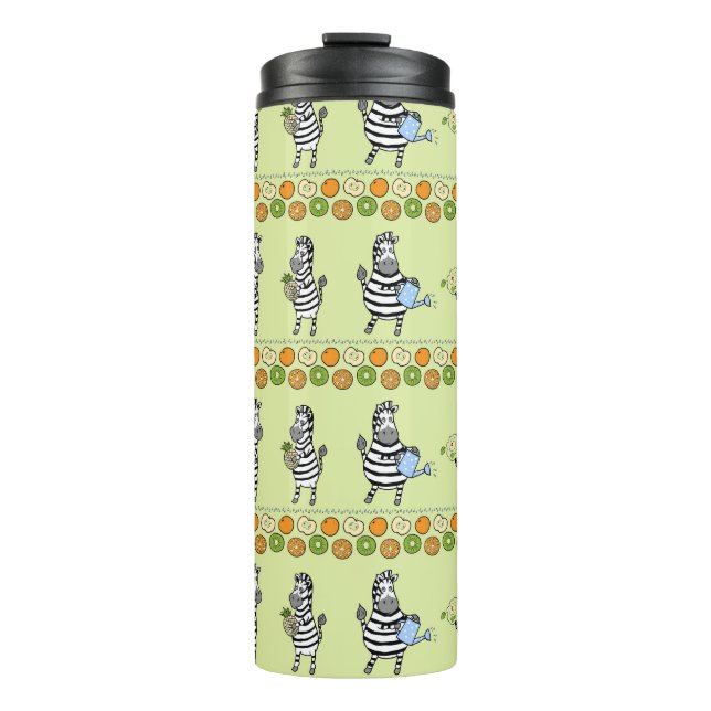 Zebras und Früchte Nahtloses Muster Thermosbecher (Vorderseite)