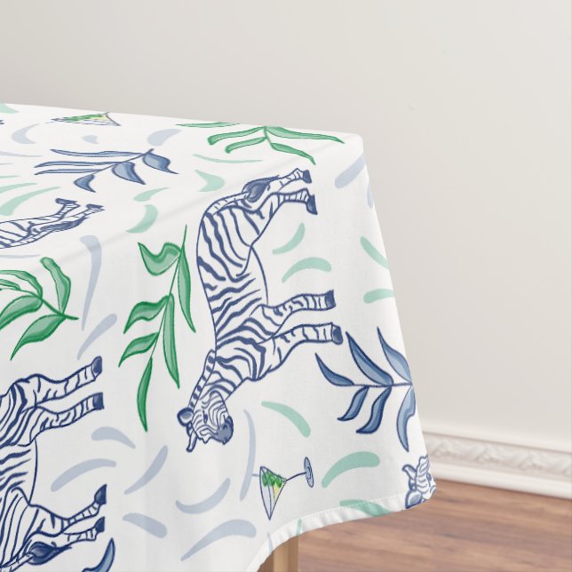 Zebras und Martinis White Tischdecke (Beispiel)