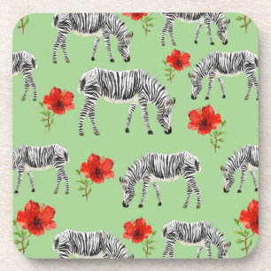 Zebras unter den Blume der Hibisken Getränkeuntersetzer