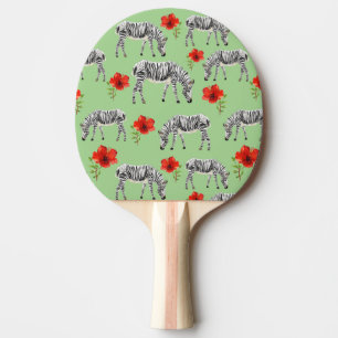 Zebras unter den Blume der Hibisken Tischtennis Schläger
