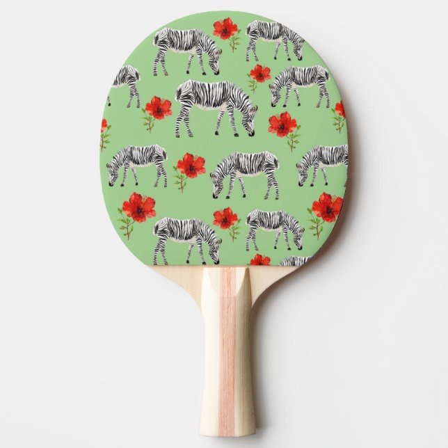 Zebras unter den Blume der Hibisken Tischtennis Schläger (Vorderseite)