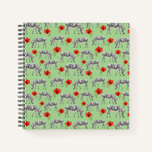 Zebras unter Hibiskus-Blume Notizbuch
