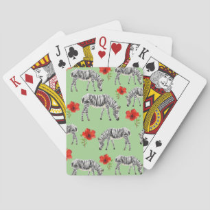 Zebras unter Hibiskus-Blume Spielkarten