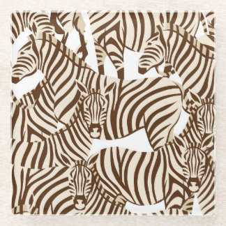 Zebras, wilde Savanne, nahtlose Muster Glasuntersetzer