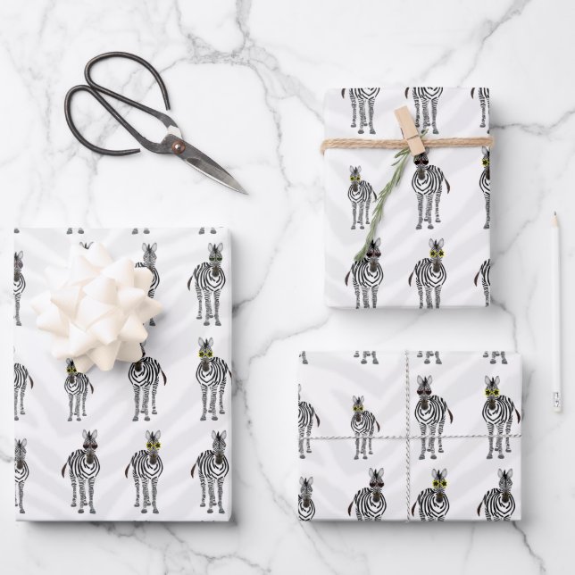Zebras Wrapping Paper Sheets Geschenkpapier Set (Vorderseite)
