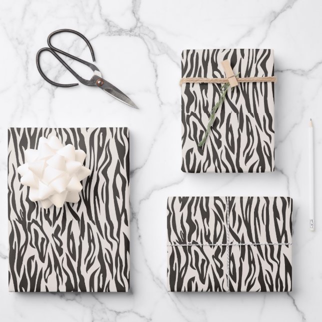 Zebraschwarz und creme geschenkpapier set (Vorderseite)