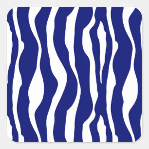 Zebrastreifen, blau und weiß quadratischer aufkleber