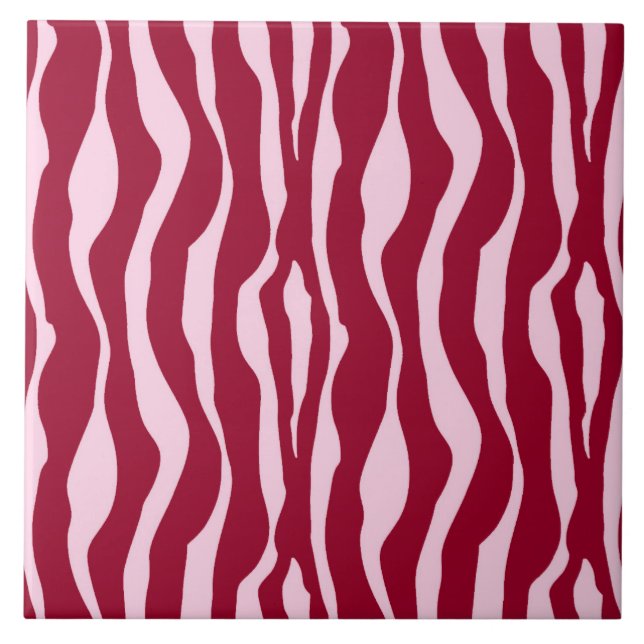Zebrastreifen - Burgund und Rosa Fliese (Vorderseite)