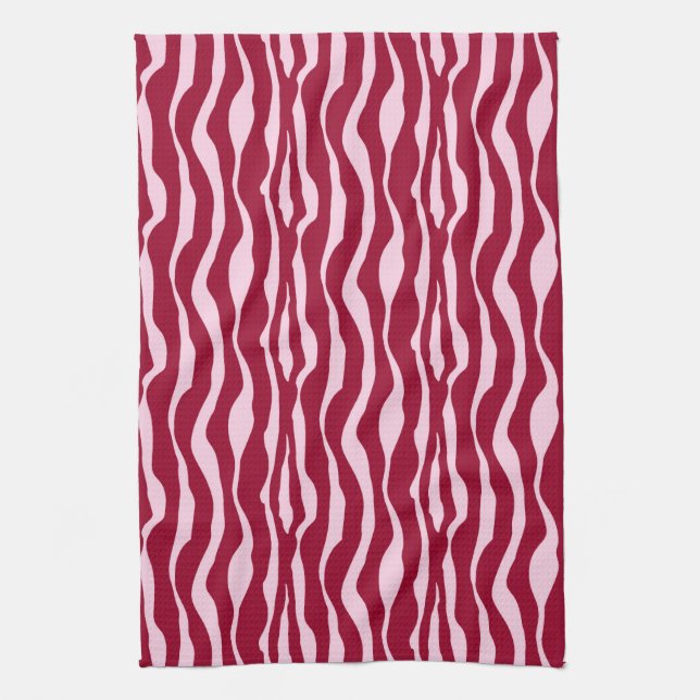 Zebrastreifen - Burgund und Rosa Handtuch (Vertikal)