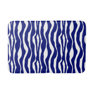 Zebrastreifen - dunkles Kobalt-Blau und Weiß Badematte