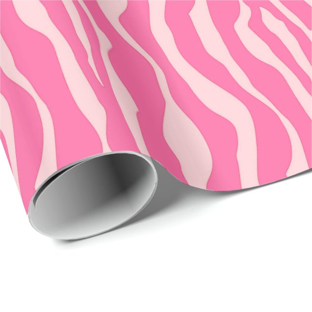 Zebrastreifen - Fuchsien und hellrosa Geschenkpapier (Rolleneckpunkt)