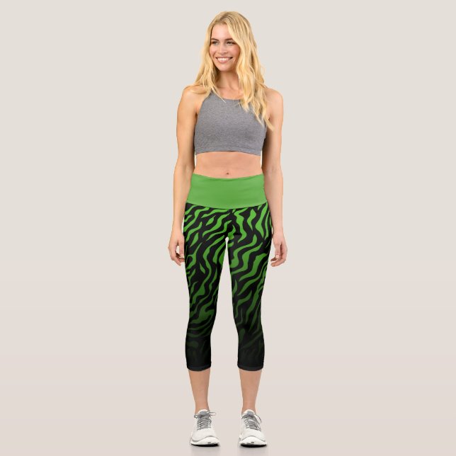 Zebrastreifen grün und schwarz: Stilvolle Leggings (Vorderseite)