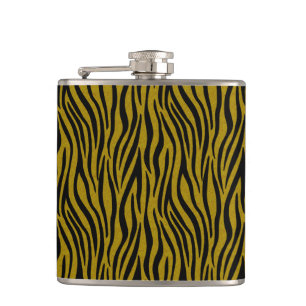 Zebrastreifen im Safari-Stil Schwarz und Braun Flachmann