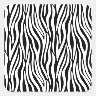 Zebrastreifen in schwarz-weißem Pelzeffekt Quadratischer Aufkleber