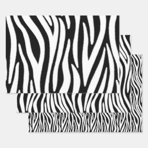 Zebrastreifen in schwarzem und weißem Fell-Effekt Geschenkpapier Set