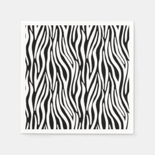 Zebrastreifen in schwarzem und weißem Fell-Effekt Serviette