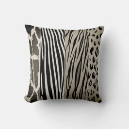 Zebrastreifen-Kissen aus schwarzem und beigefarben Kissen