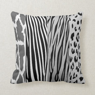 Zebrastreifen-Kissen aus schwarzem und weißem Tier Kissen