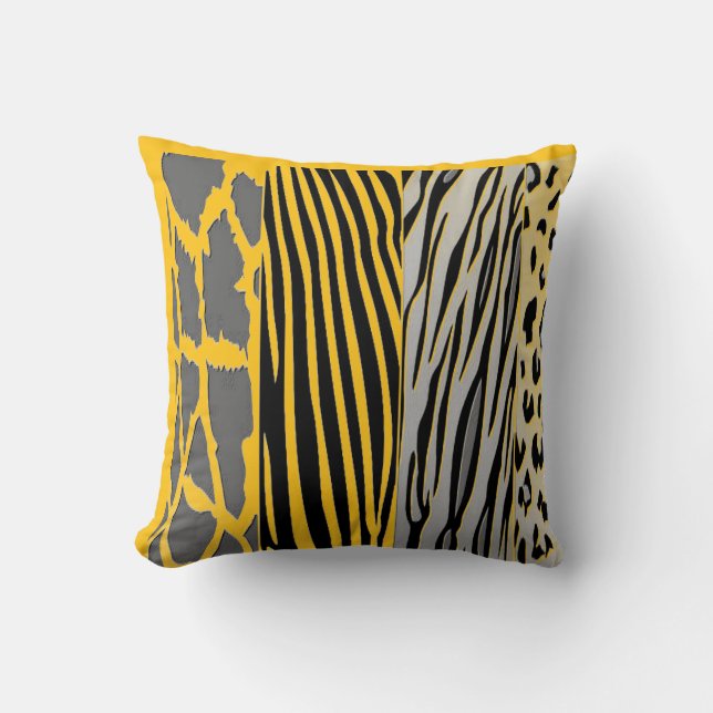 Zebrastreifen-Kissen, schwarz und gelblich gedruck Kissen (Vorderseite)