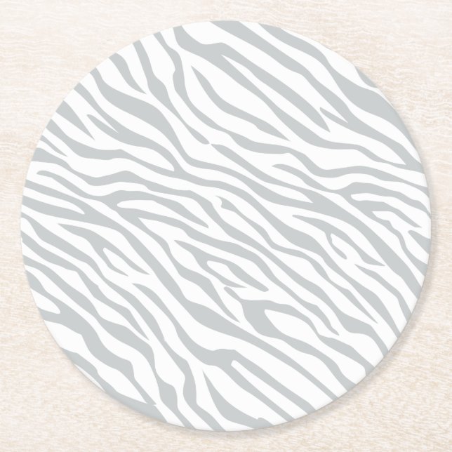 Zebrastreifen Klicken Sie, um die Farbe Grau anzup Runder Pappuntersetzer (Vorderseite)