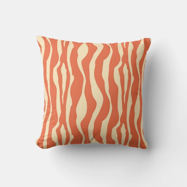 Zebrastreifen - Mandarin und leichte Orange Kissen Für Draußen (Vorderseite)
