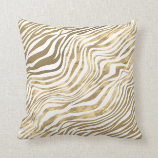 Zebrastreifen, mit viel Gold bedruckt, weiße Kunst Kissen
