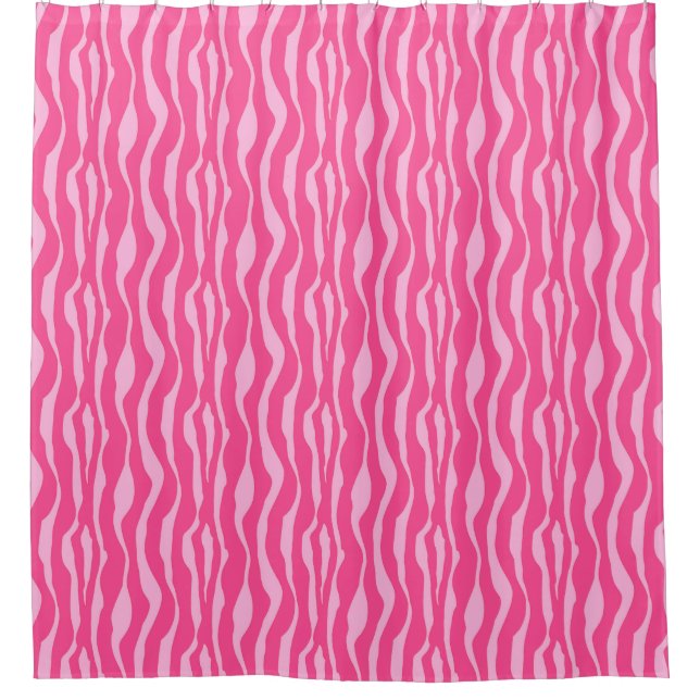 Zebrastreifen - pinkfarben und hellrosa duschvorhang (Vorderseite)