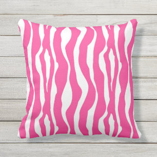 Zebrastreifen - pinkfarbenes rosa und Weiß Kissen Für Draußen