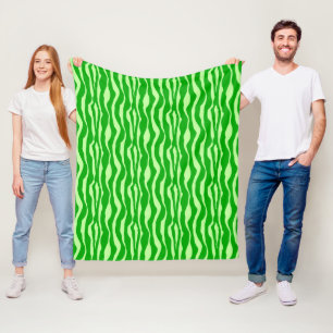 Zebrastreifen - Schattierungen von Limettengrün Fleecedecke