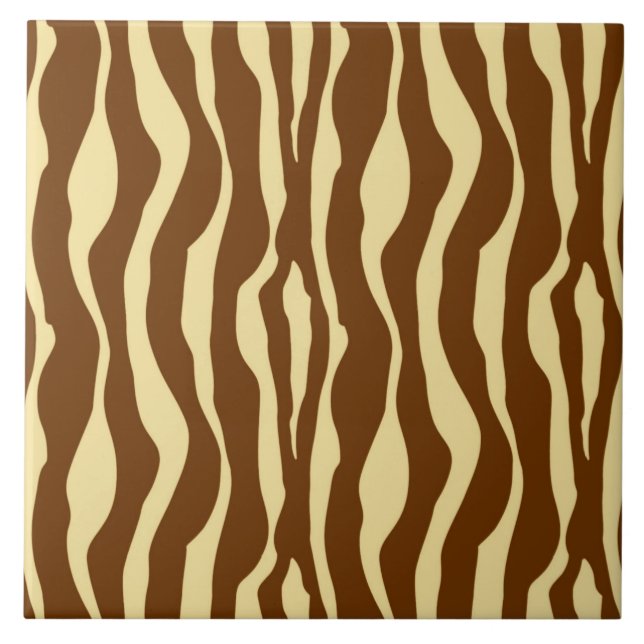Zebrastreifen - Schokolade braun und Camel Tan Fliese (Vorderseite)